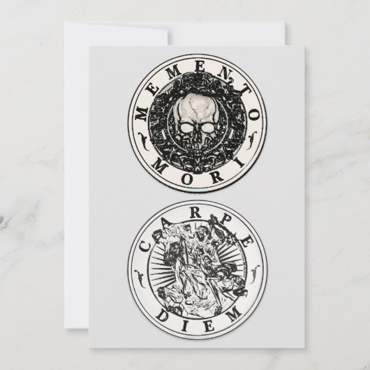 Memento Mori Carpe Diem Silver Round Invitation Kaart (Voorkant)