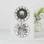 Memento Mori Carpe Diem Silver Round Invitation Kaart (Staand voorkant)