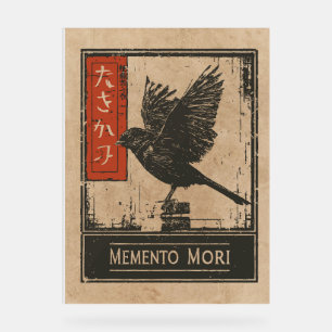 Memento Mori Crow Art   Wabi Sabi Stoic Design Acryl Bord