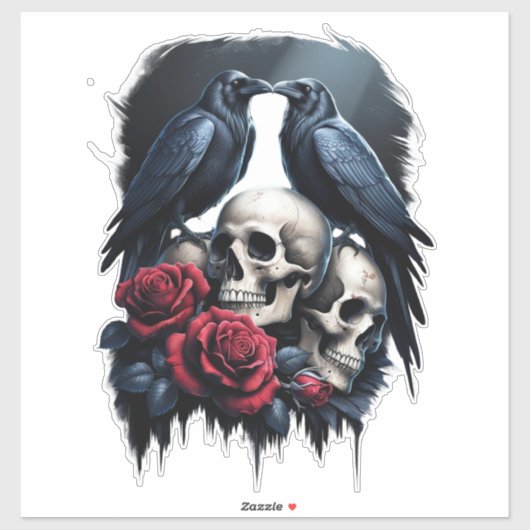 Memento Mori: Een donkere bloemige compositie met Sticker (Vel)