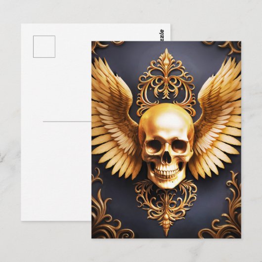 Memento Mori Gouden Gotische Schedel Sigil Briefkaart (Voorkant / Achterkant)