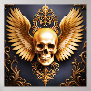 Memento Mori Gouden Gotische Schedel Sigil Poster