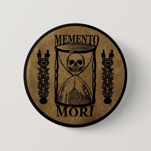 memento mori hourglass ronde button 5,7 cm (Voorkant)