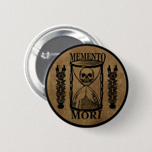 memento mori hourglass ronde button 5,7 cm