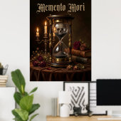 Memento Mori Hourglass Skull Vanitas Dark  Poster (Thuiskantoor)