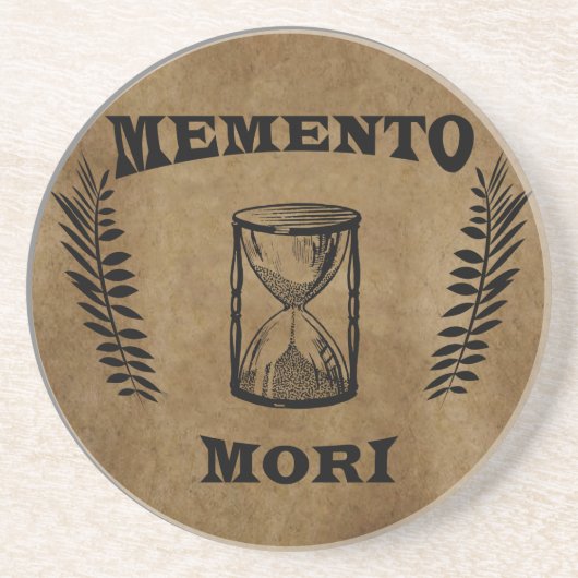 memento mori hourglass zandsteen onderzetter (Voorkant)