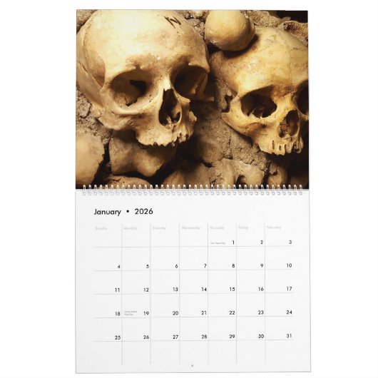 Memento Mori Human Botten Kalender (Jan 2026)