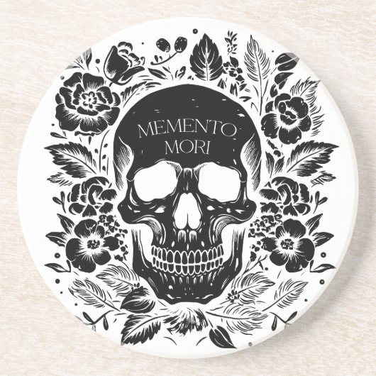 Memento Mori - Latijn Zandsteen Onderzetter (Voorkant)