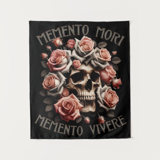 Memento Mori - Memento Vivere Schedel & Rozen Wandkleed (Voorkant)
