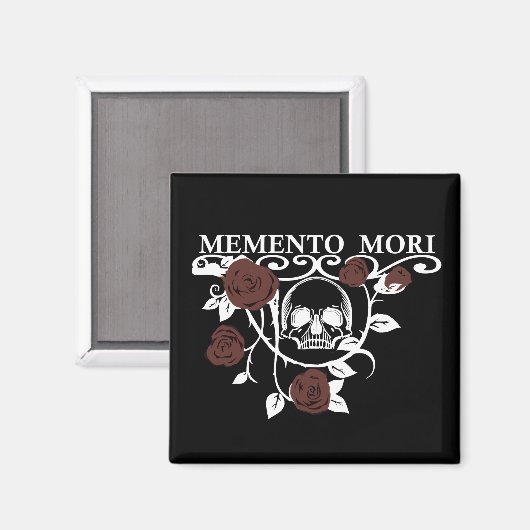 Memento mori rode rozen magneet (Voorkant / Achterkant)