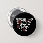 Memento mori rode rozen ronde button 5,7 cm (Voorkant /achterkant)