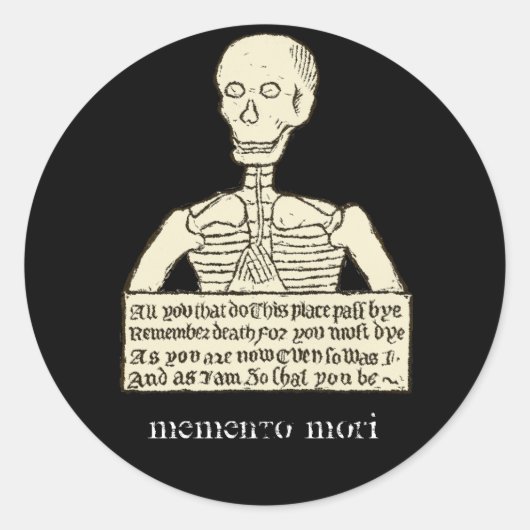 Memento Mori Ronde Sticker (Voorkant)
