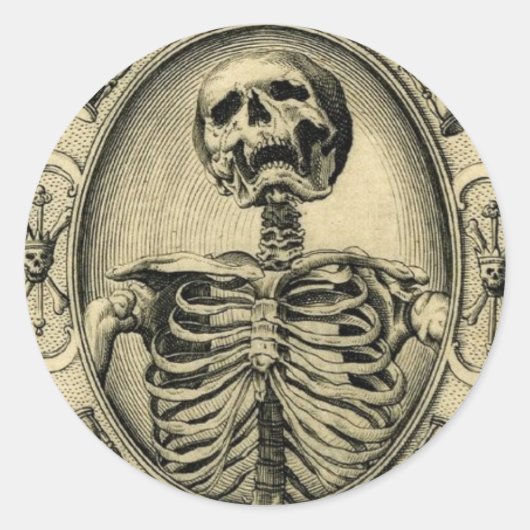 Memento Mori Ronde Sticker (Voorkant)