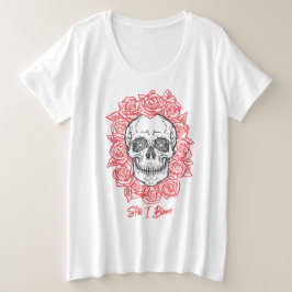 Memento Mori! Schedel en Rozen, hand getekend Grote Maat T-shirt