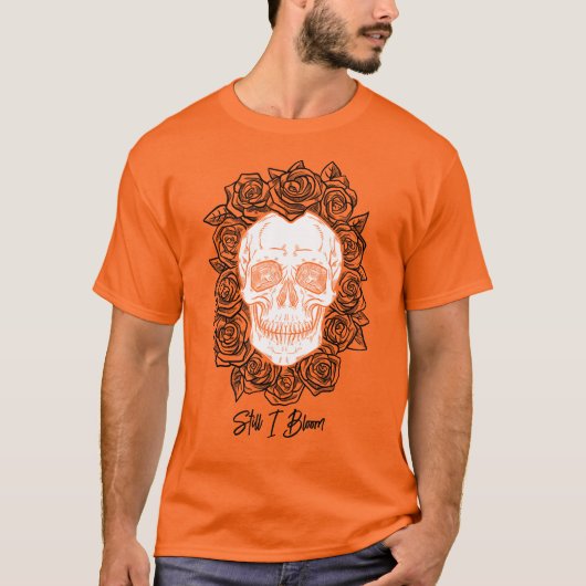Memento Mori! Schedel en Rozen, hand getekend T-shirt (Voorkant)