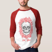 Memento Mori! Schedel en Rozen, hand getekend T-shirt (Voorkant)