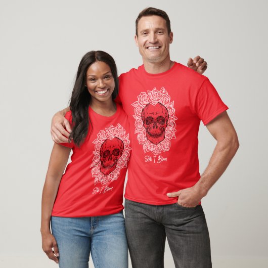 Memento Mori! Schedel en Rozen, hand getekend T-shirt (Unisex)