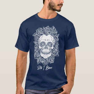 Memento Mori! Schedel en Rozen, hand getekend T-shirt