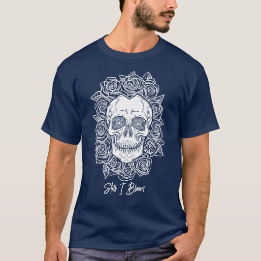 Memento Mori! Schedel en Rozen, hand getekend T-shirt (Voorkant)
