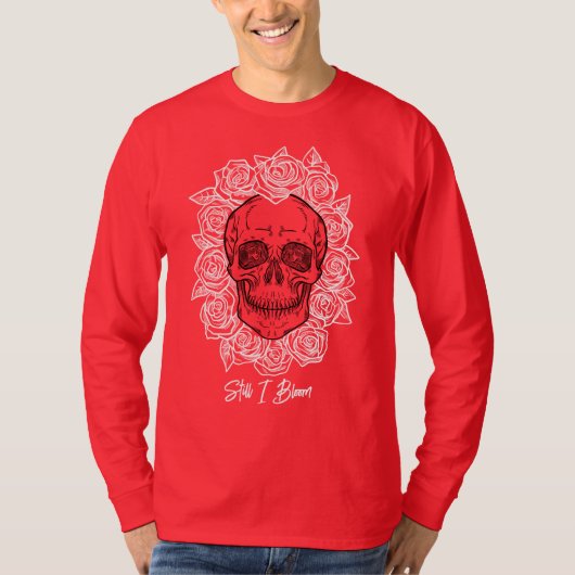 Memento Mori! Schedel en Rozen, hand getekend T-shirt (Voorkant)