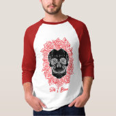Memento Mori! Schedel en Rozen, hand getekend T-shirt (Voorkant)