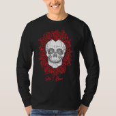 Memento Mori! Schedel en Rozen, hand getekend T-shirt (Voorkant)