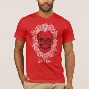 Memento Mori! Schedel en Rozen, hand getekend T-shirt