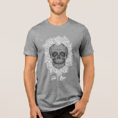 Memento Mori! Schedel en Rozen, hand getekend Tri-Blend Shirt (Voorkant)