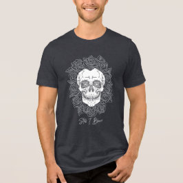 Memento Mori! Schedel en Rozen, hand getekend Tri-Blend Shirt
