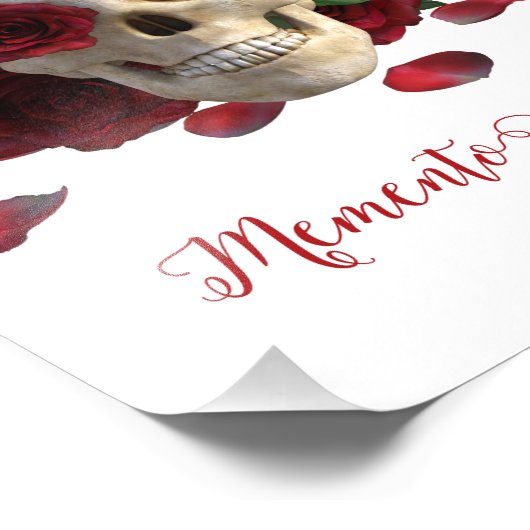 Memento Mori. Schedel met rode rozen Foto Afdruk (Hoek)