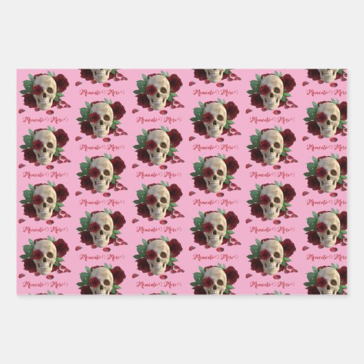 Memento Mori. Schedel met rode rozen Inpakpapier Vel (Voorkant 3)