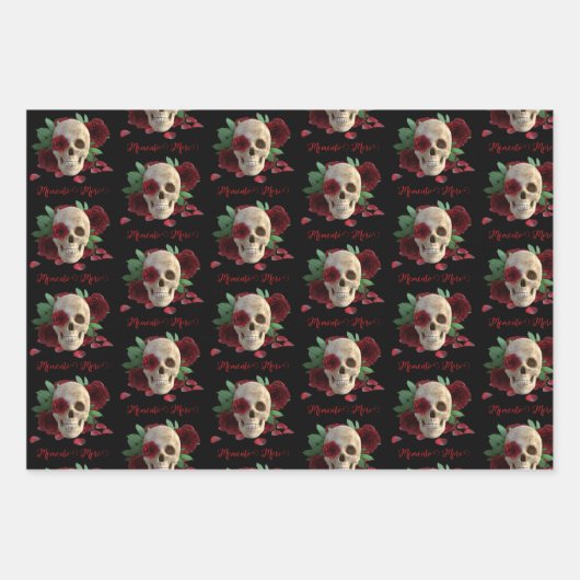 Memento Mori. Schedel met rode rozen Inpakpapier Vel (Voorkant 2)