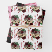 Memento Mori. Schedel met rode rozen Inpakpapier Vel (In situ)