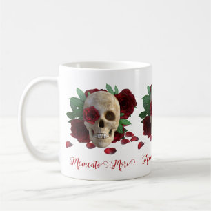 Memento Mori. Schedel met rode rozen Koffiemok