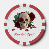 Memento Mori. Schedel met rode rozen Poker Chips (Voorkant)