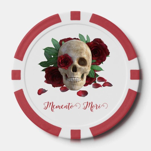 Memento Mori. Schedel met rode rozen Poker Chips (Voorkant)