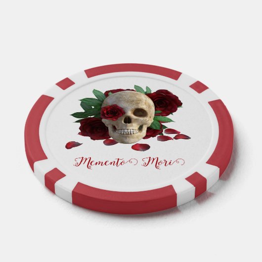 Memento Mori. Schedel met rode rozen Poker Chips (Enkel)