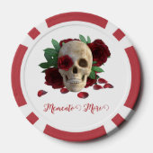 Memento Mori. Schedel met rode rozen Poker Chips (Achterkant)
