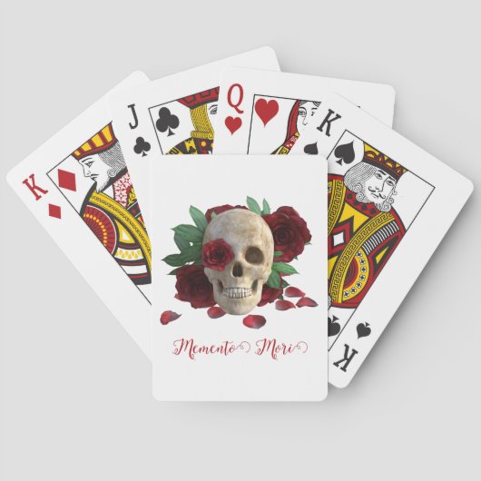 Memento Mori. Schedel met rode rozen Pokerkaarten (Achterkant)