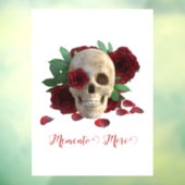Memento Mori. Schedel met rode rozen Raamsticker (Vel 3)
