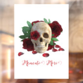 Memento Mori. Schedel met rode rozen Raamsticker (Vel 2)