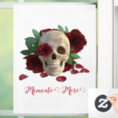 Memento Mori. Schedel met rode rozen Raamsticker (Huis)