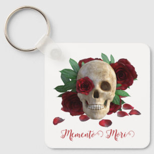 Memento Mori. Schedel met rode rozen Sleutelhanger