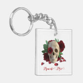 Memento Mori. Schedel met rode rozen Sleutelhanger (Voorkant Links)