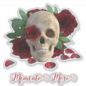 Memento Mori. Schedel met rode rozen Sticker (Voorkant)