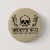 Memento mori schedel ronde button 5,7 cm (Voorkant)