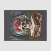 Memento mori: schedel, rozen bloemen en boeken tissuepapier (Voorkant)