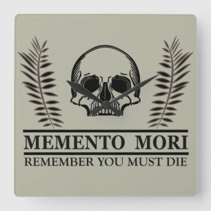 Memento mori schedel vierkante klok