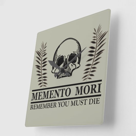 Memento mori schedel vierkante klok (Hoek)