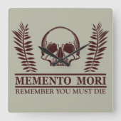Memento mori schedel vierkante klok (Voorkant)